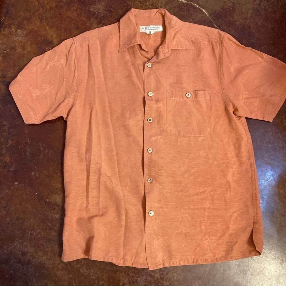 Island Republic 100% Silk Palm Tree Button Front Shirt